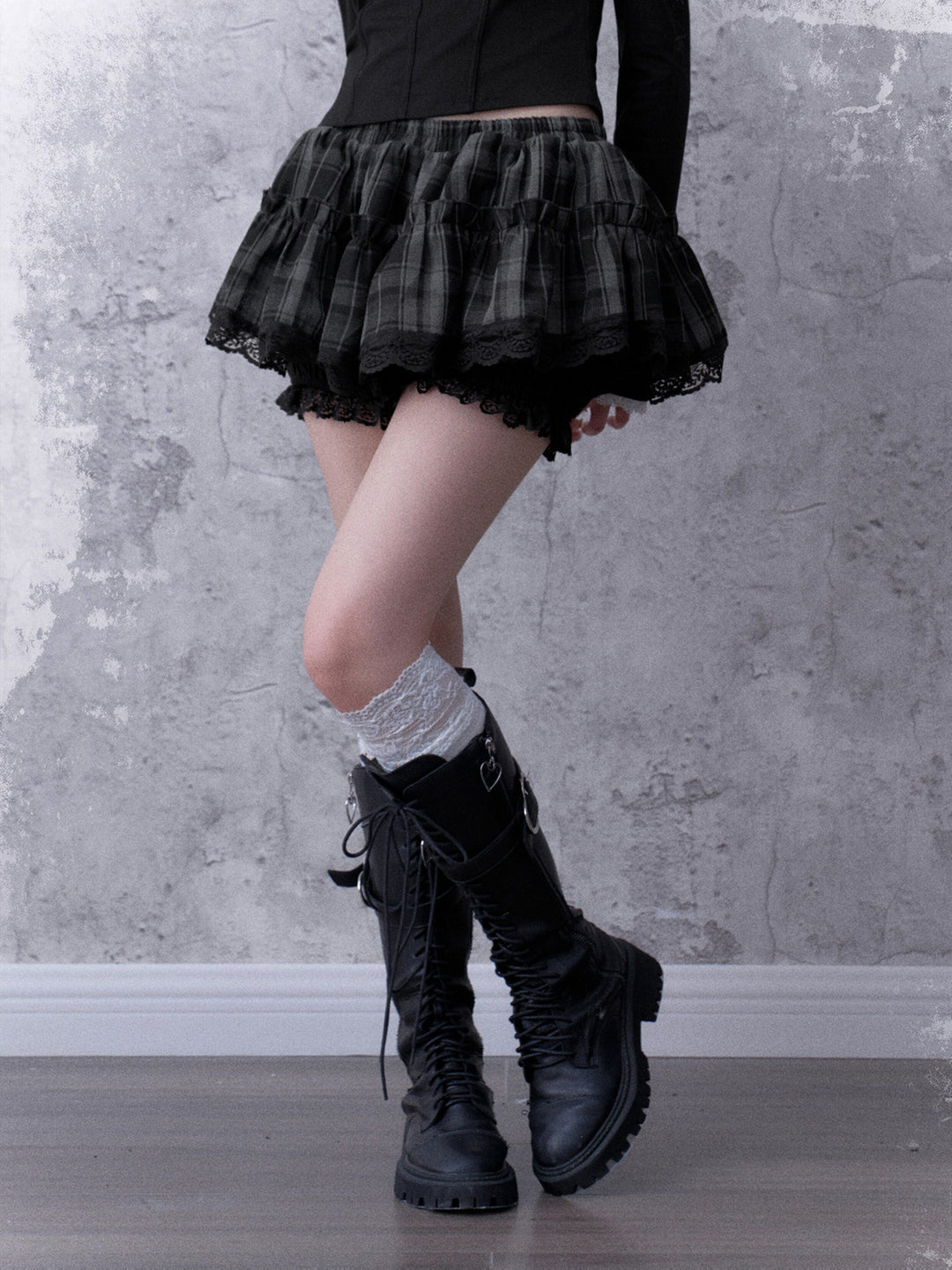 Plaid Tiered Bloomer Mini Skirt