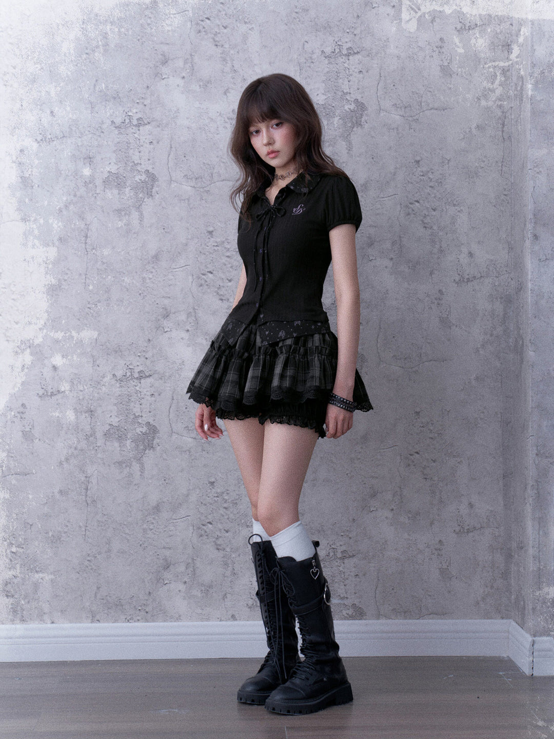 Plaid Tiered Bloomer Mini Skirt