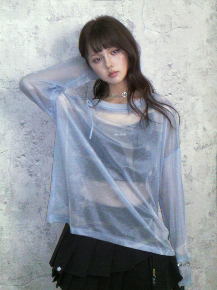 Celestial Tie-Shoulder Mesh Top