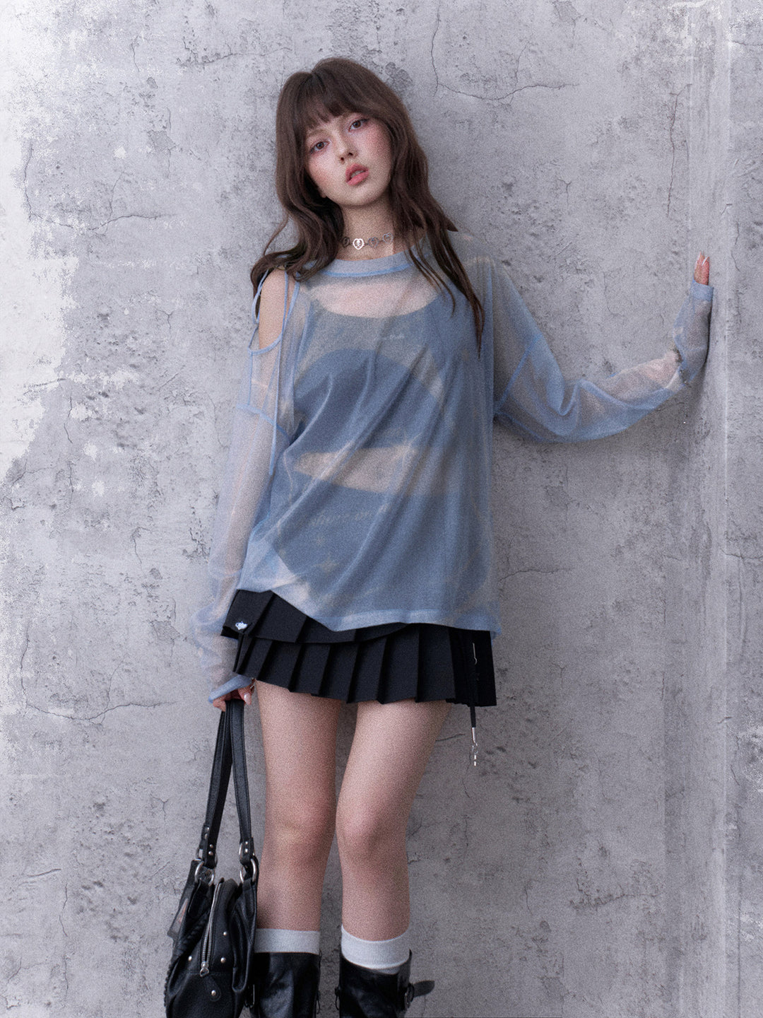 Celestial Tie-Shoulder Mesh Top