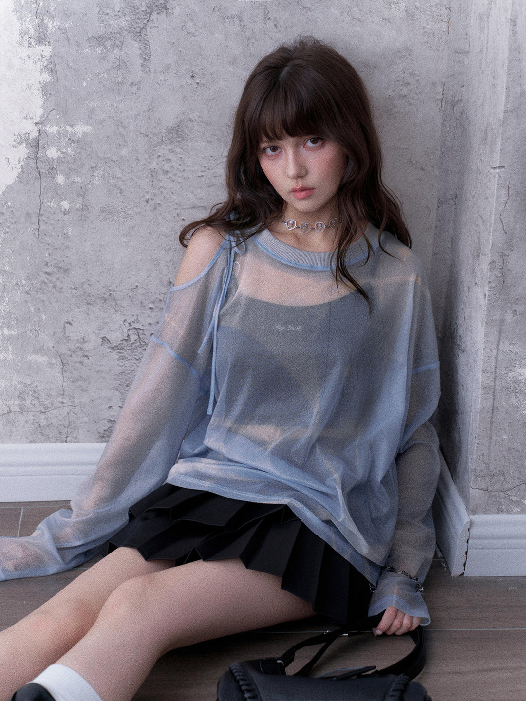 Celestial Tie-Shoulder Mesh Top