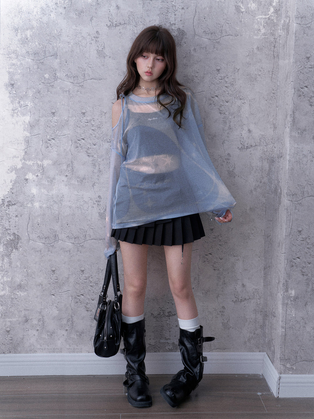 Celestial Tie-Shoulder Mesh Top