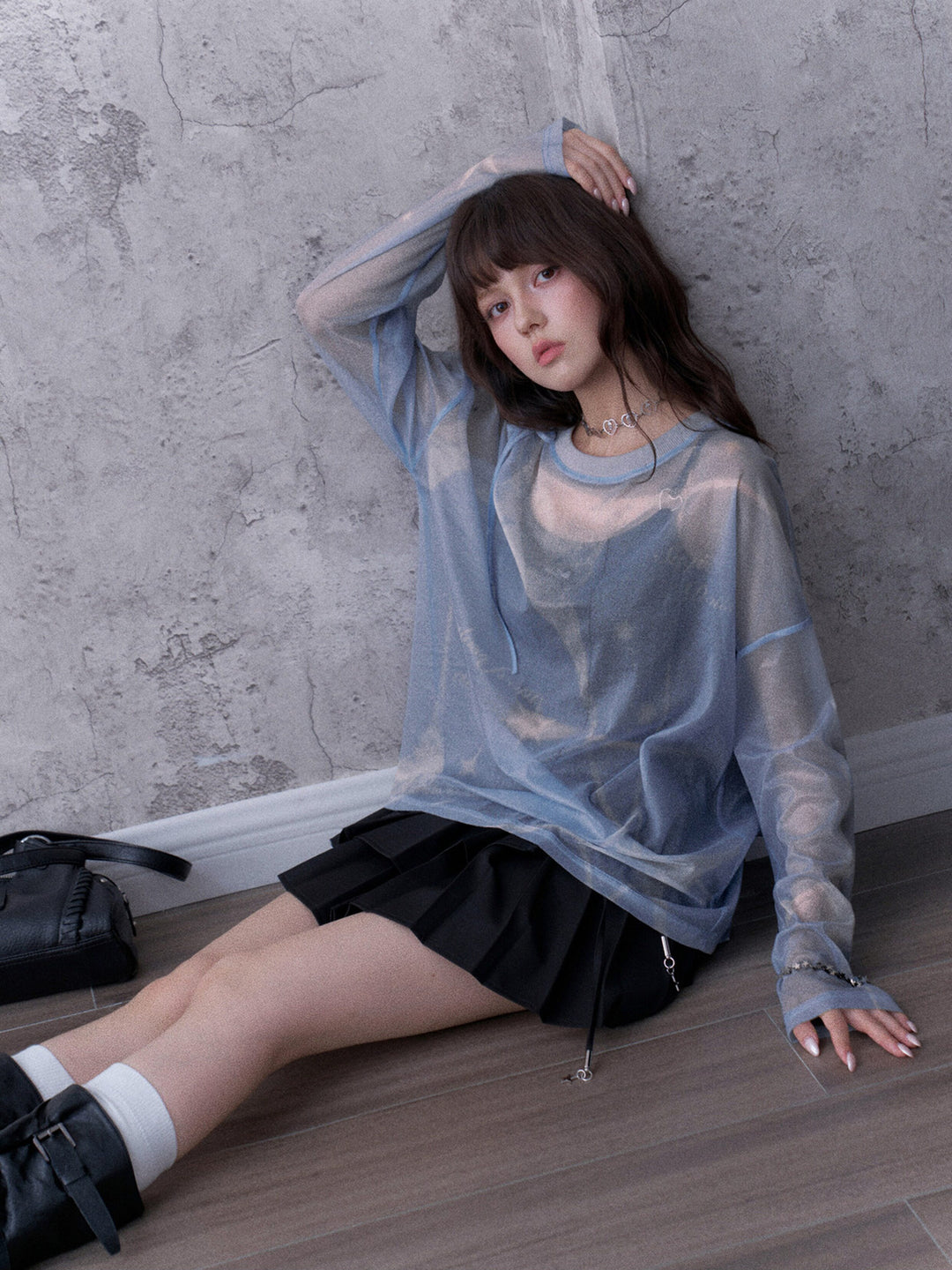 Celestial Tie-Shoulder Mesh Top