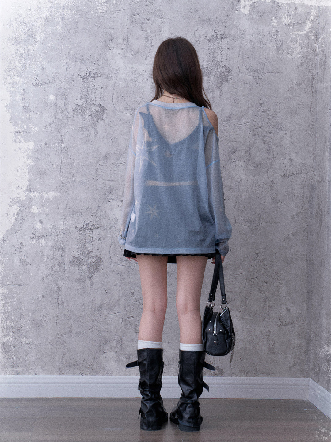Celestial Tie-Shoulder Mesh Top