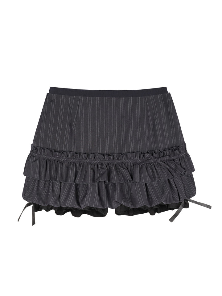 Coquette Pinstripe Ruffle Skort