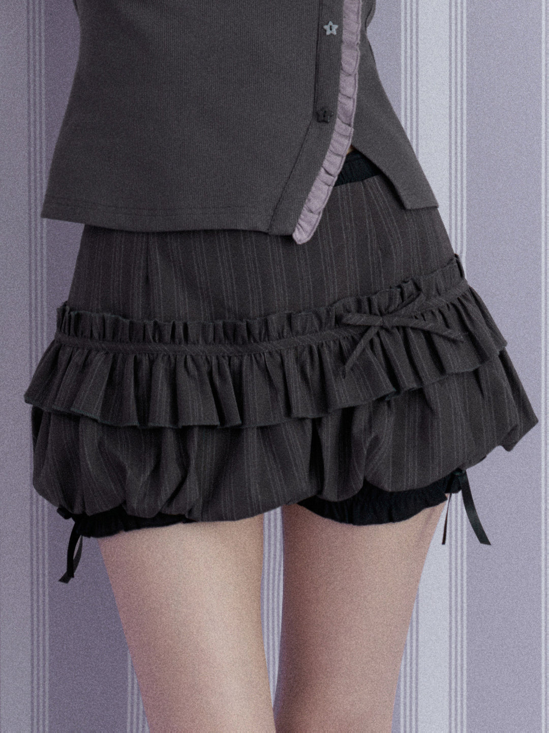 Coquette Pinstripe Ruffle Skort