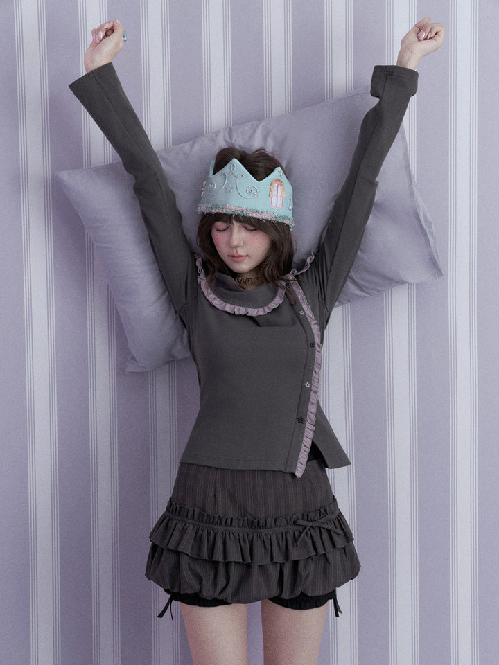 Coquette Pinstripe Ruffle Skort