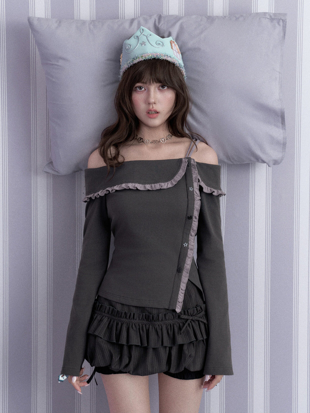 Coquette Pinstripe Ruffle Skort