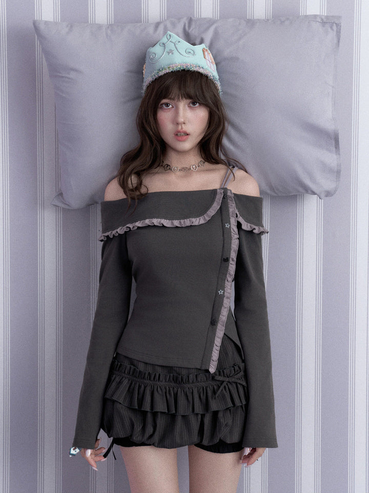 Coquette Pinstripe Ruffle Skort