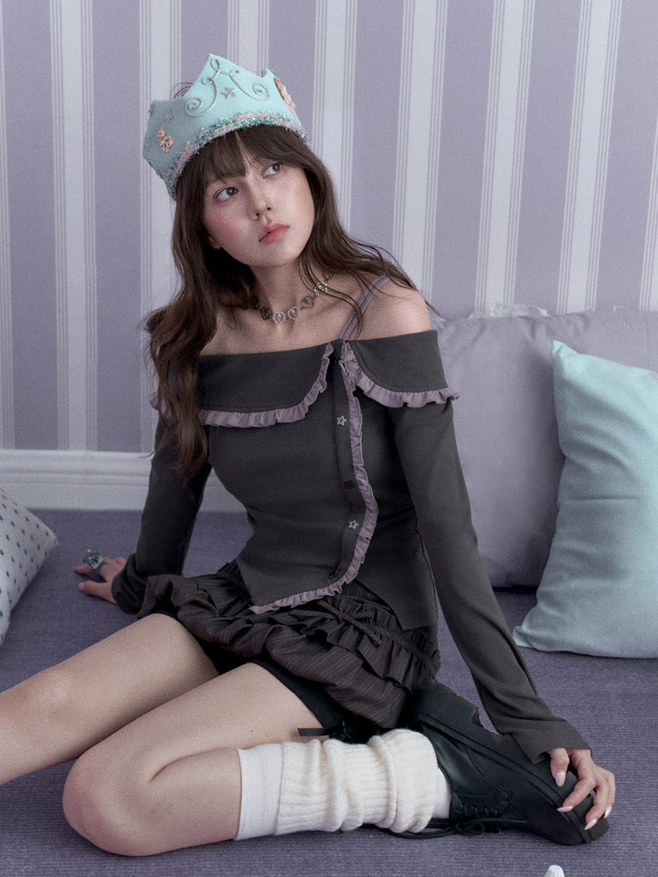 Coquette Pinstripe Ruffle Skort