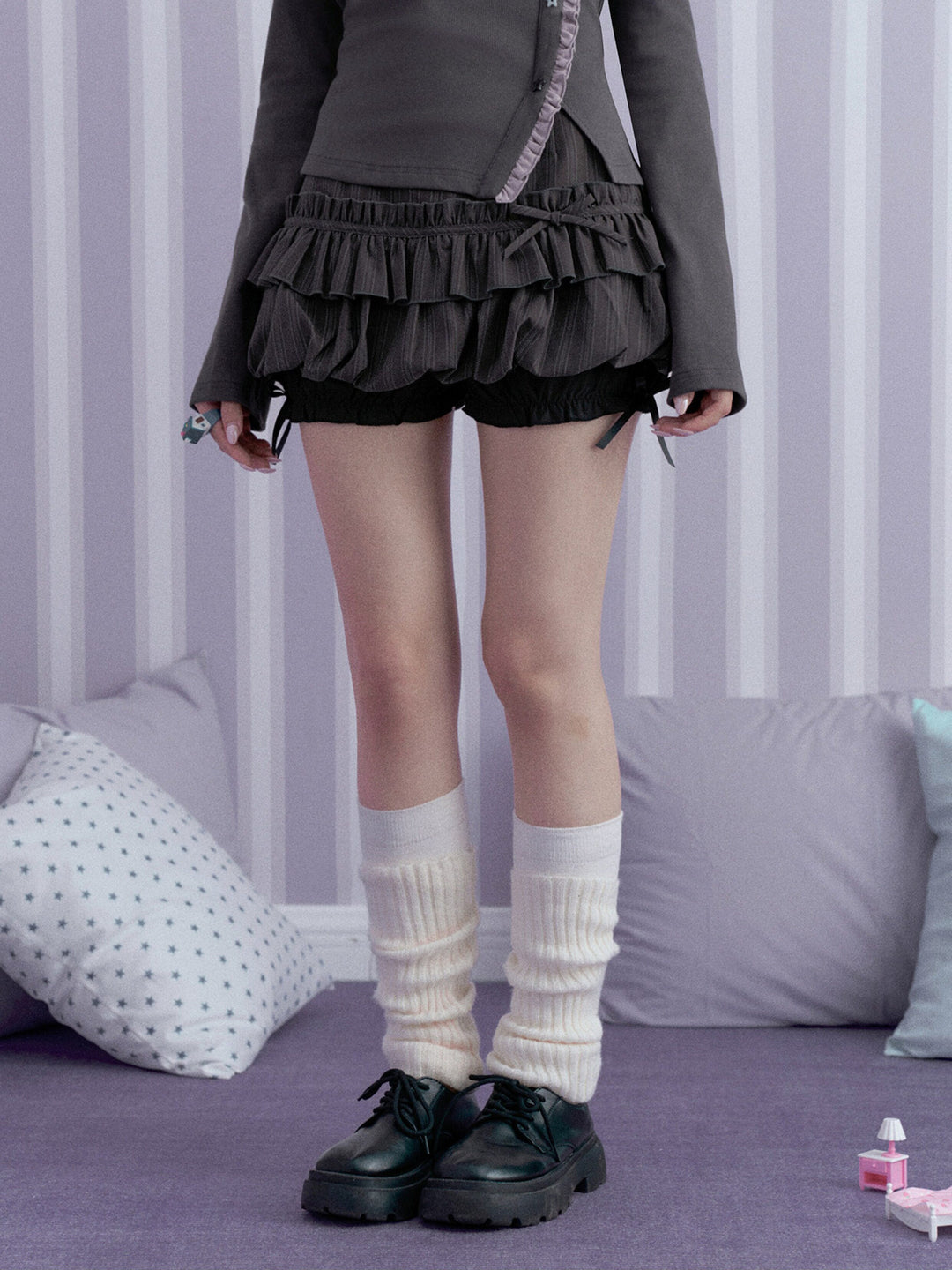 Coquette Pinstripe Ruffle Skort