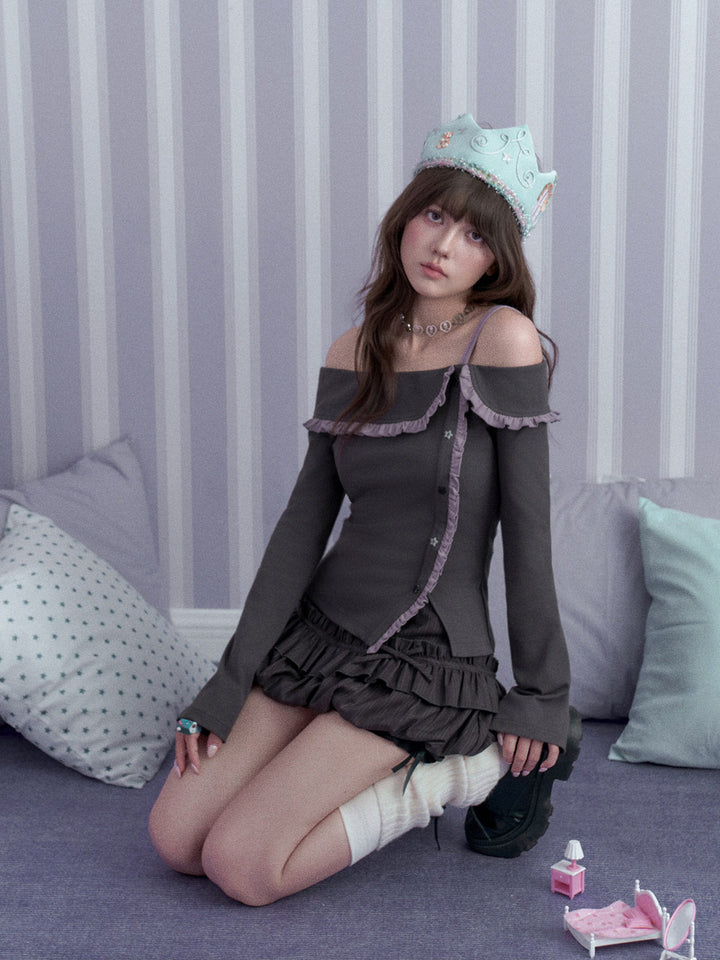 Coquette Pinstripe Ruffle Skort