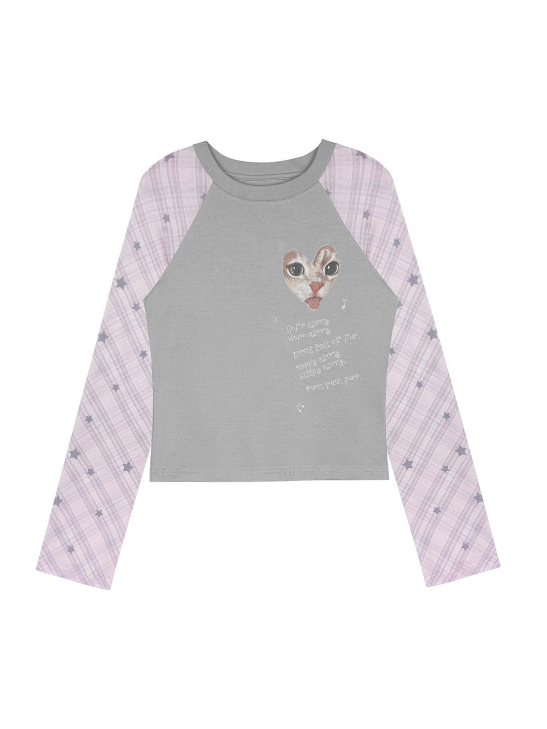 Y2K Cat Graphic Raglan Top