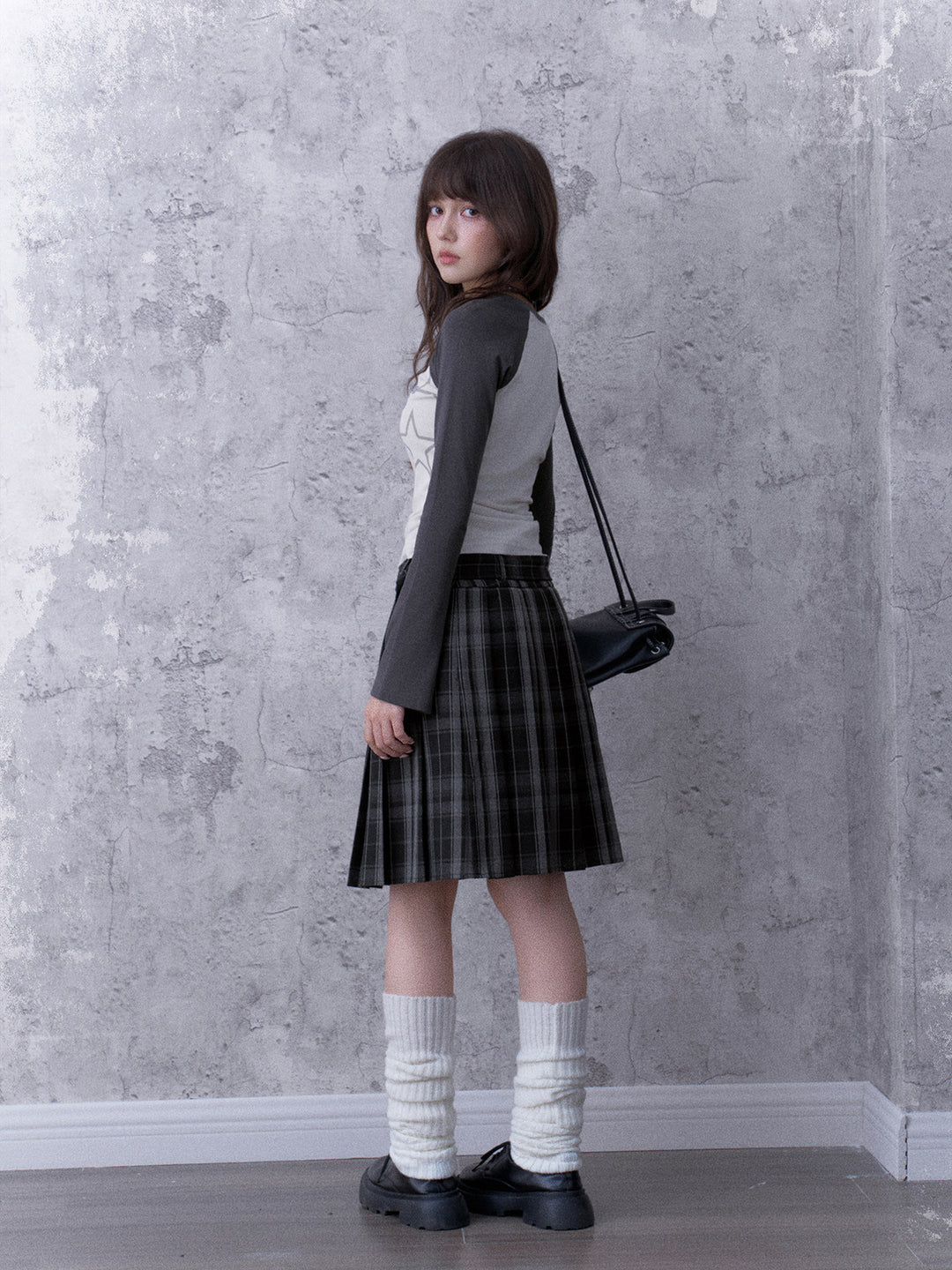 Grunge Angel Graphic Pleated Skirt