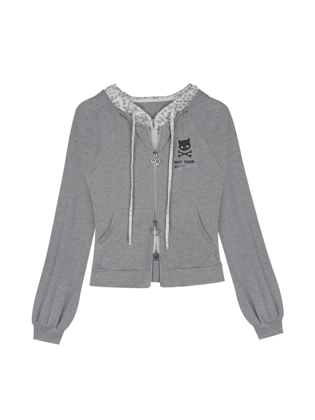 Leopard Cat Ear Layered Zip Hoodie