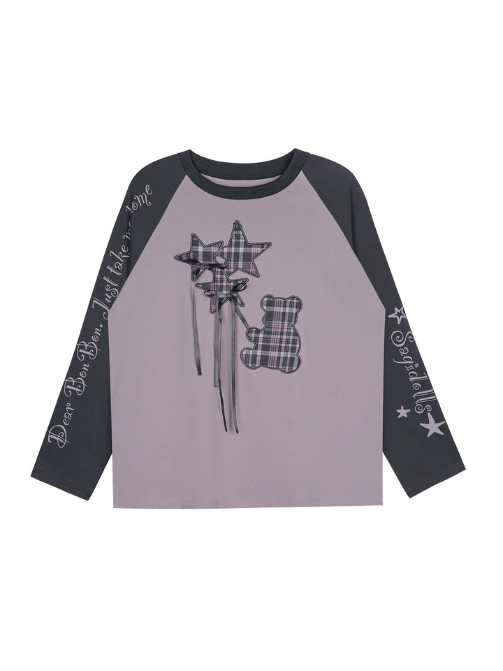 Plaid Teddy Star Raglan Tee