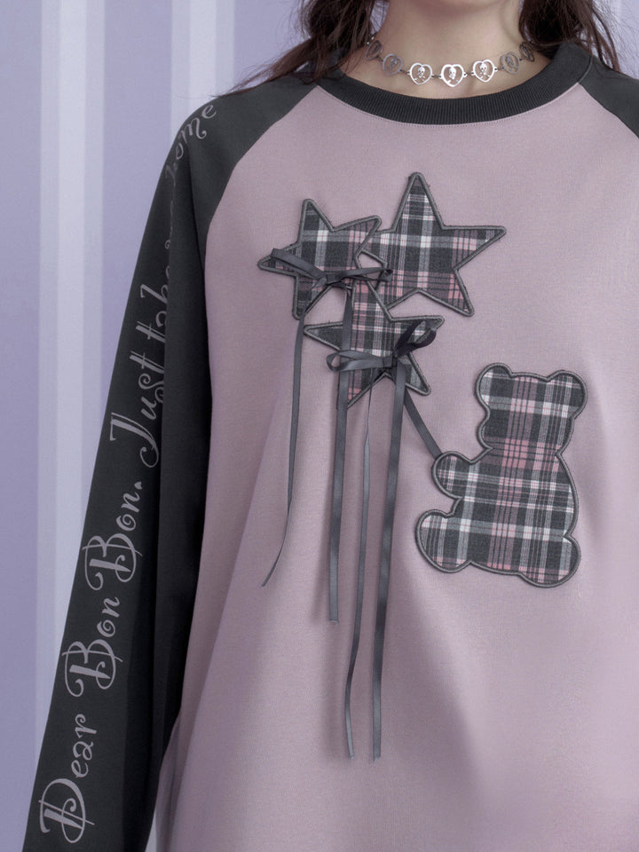 Plaid Teddy Star Raglan Tee