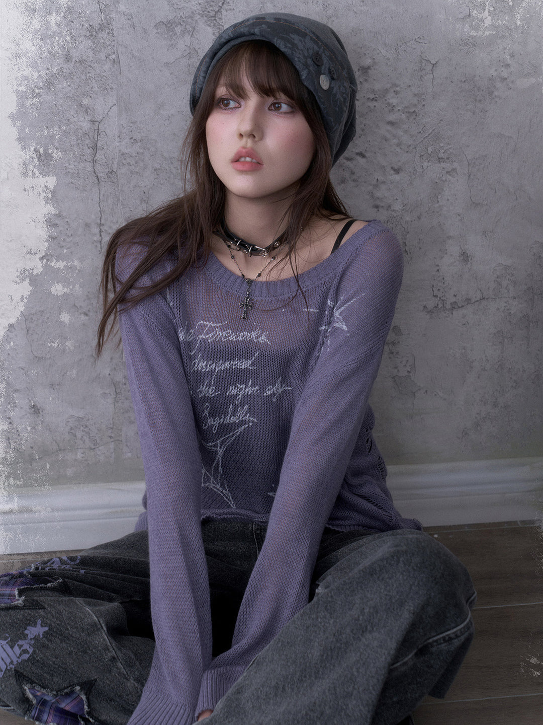 Y2K Celestial Distressed Knit Sweater