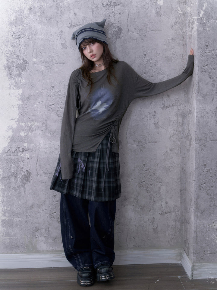 Y2K Ruched Unicorn Graphic Top