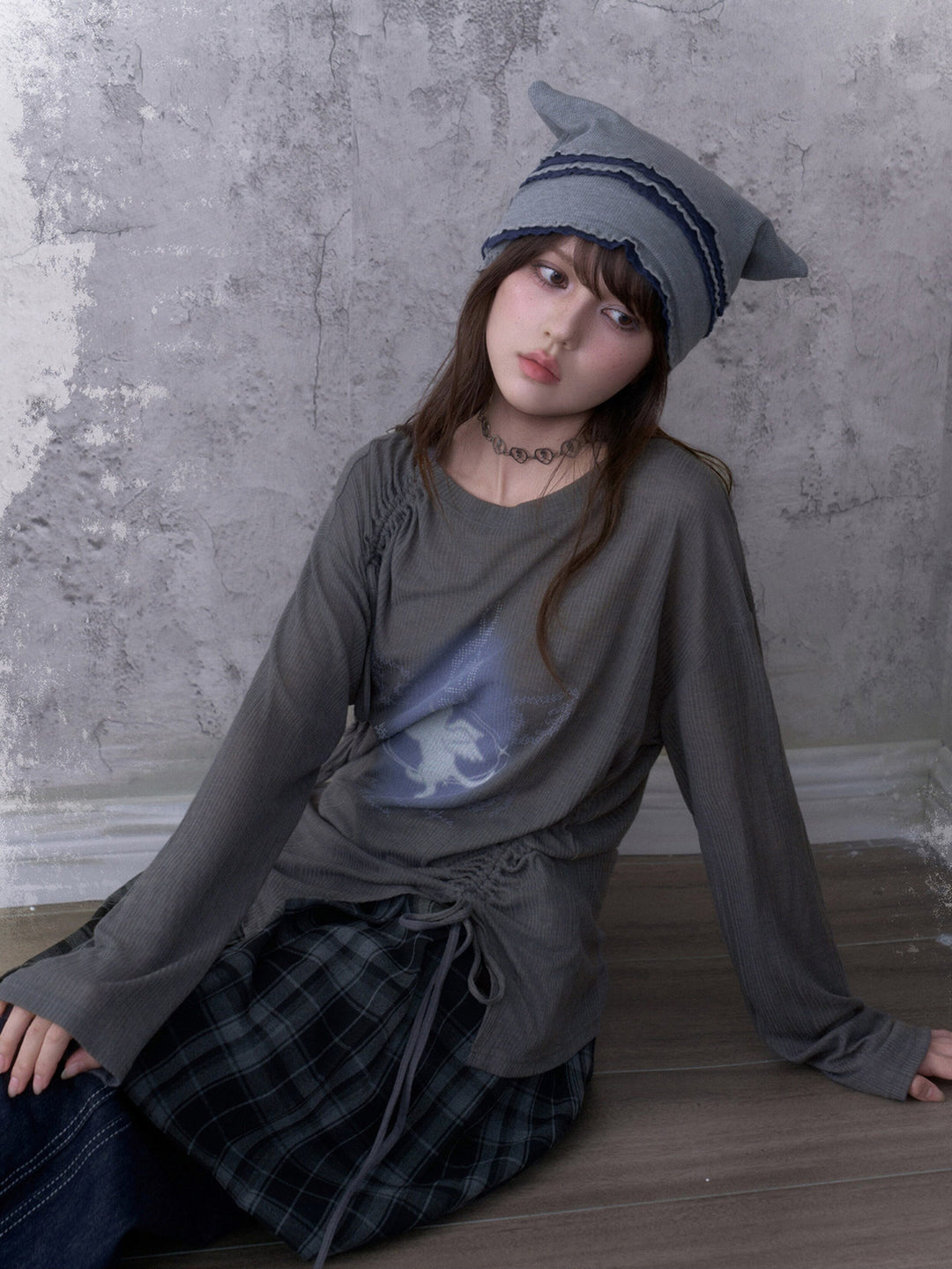 Y2K Ruched Unicorn Graphic Top