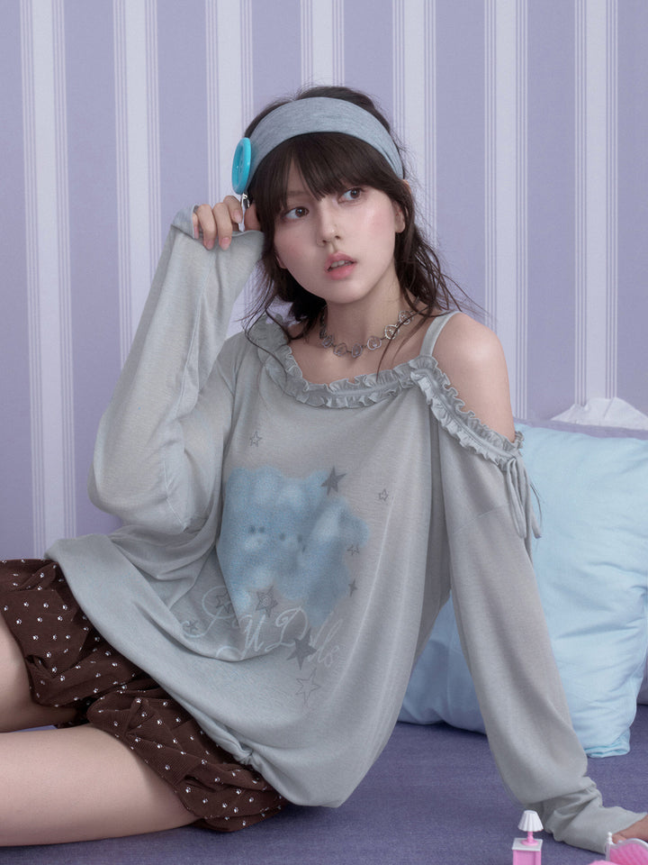 Y2K Bunny Graphic Long Sleeve Top