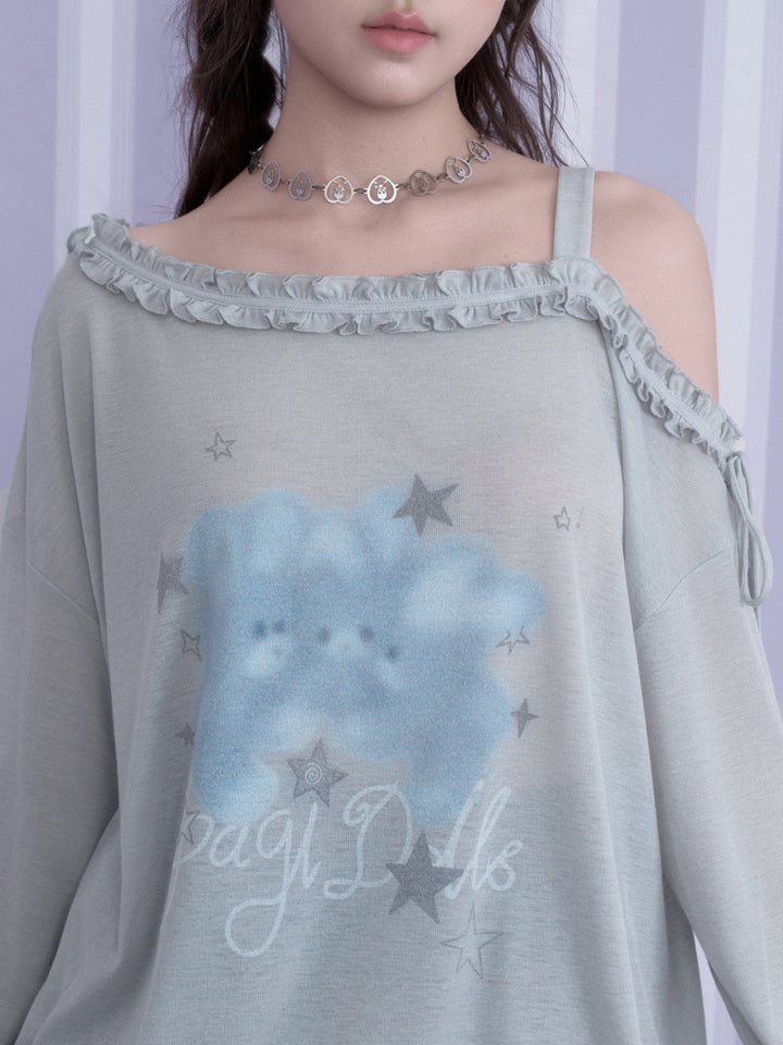 Y2K Bunny Graphic Long Sleeve Top
