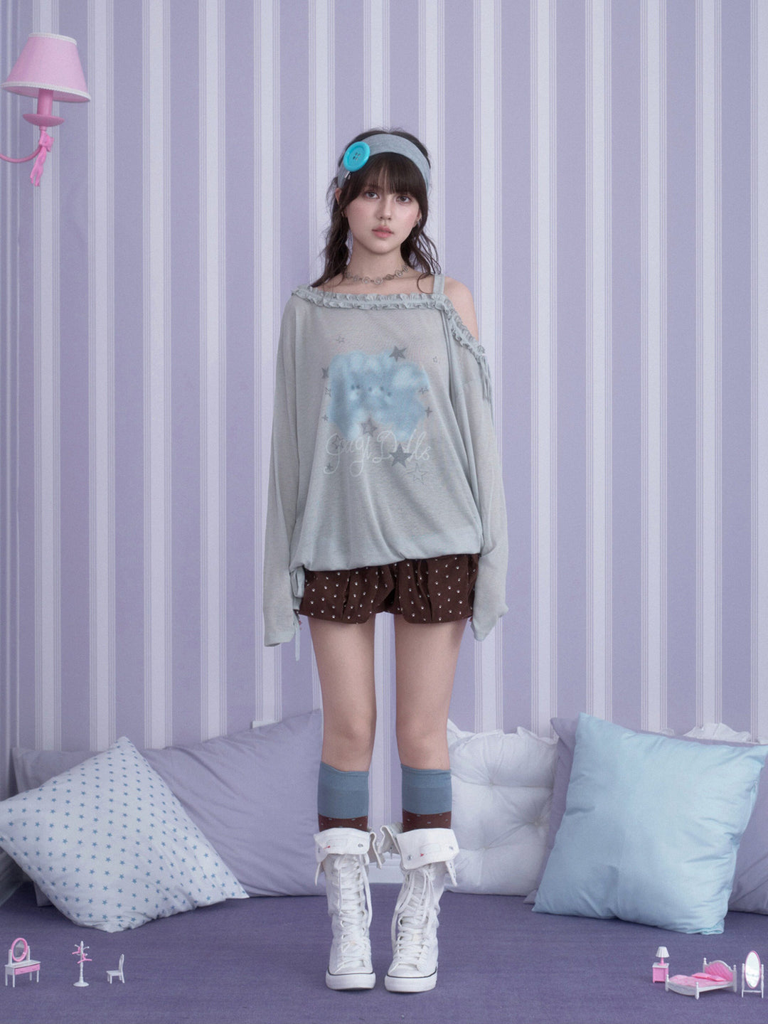 Y2K Bunny Graphic Long Sleeve Top