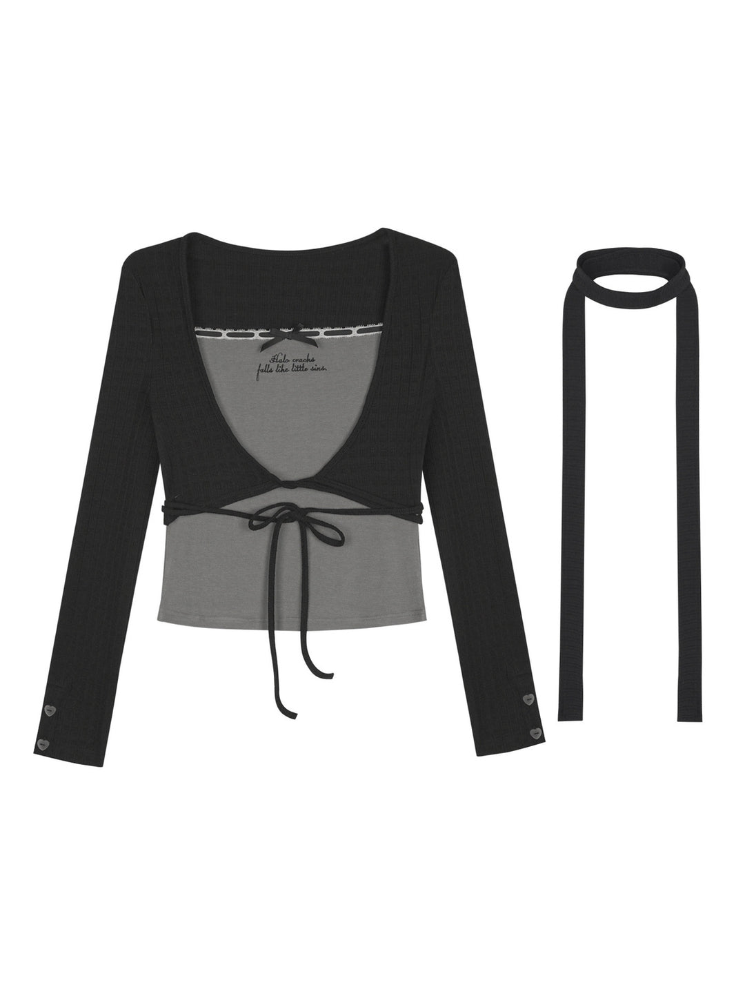 Acubi Faux Two-Piece Long Sleeve Top