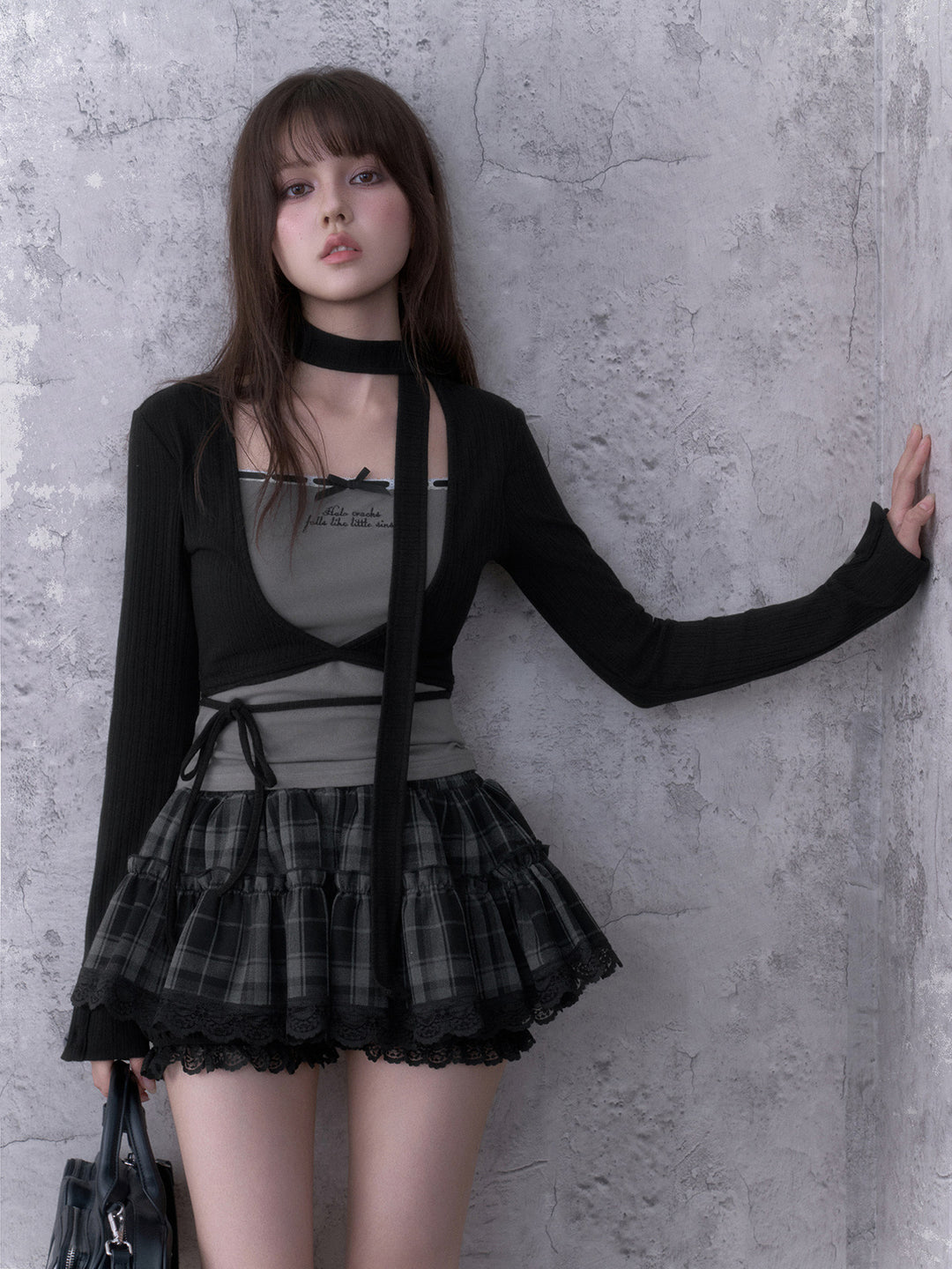 Acubi Faux Two-Piece Long Sleeve Top