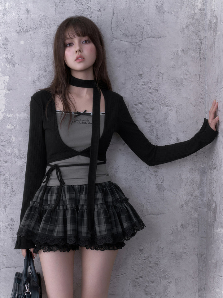 Acubi Faux Two-Piece Long Sleeve Top