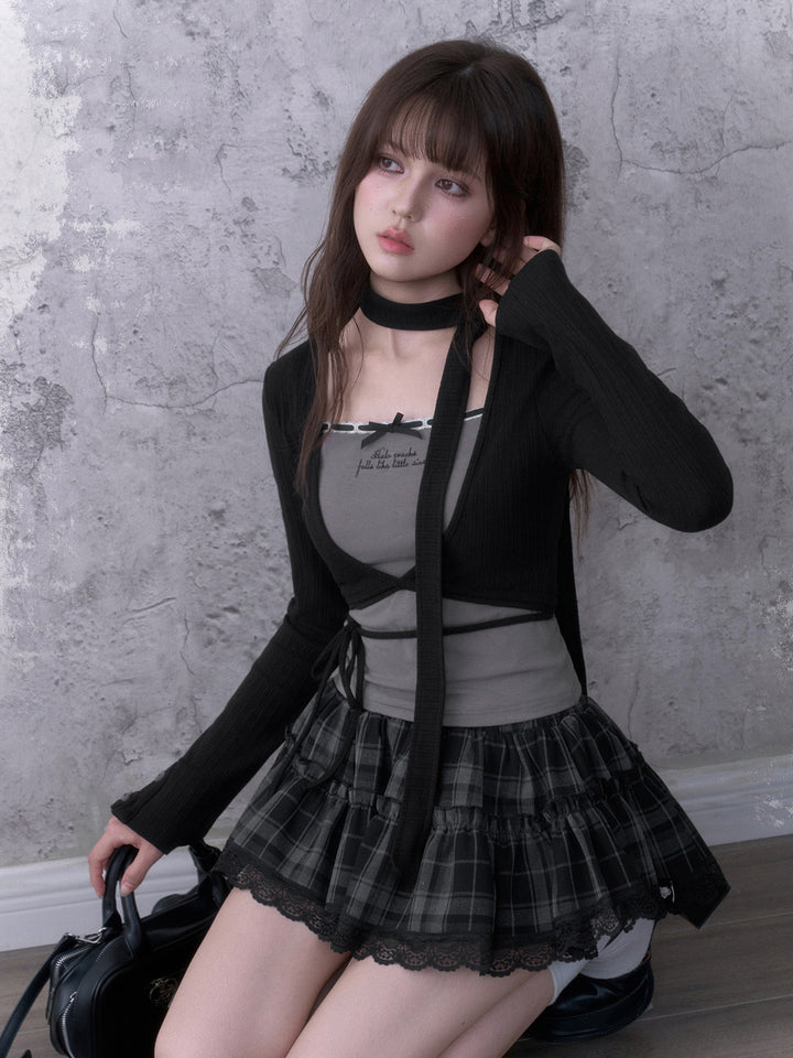 Acubi Faux Two-Piece Long Sleeve Top