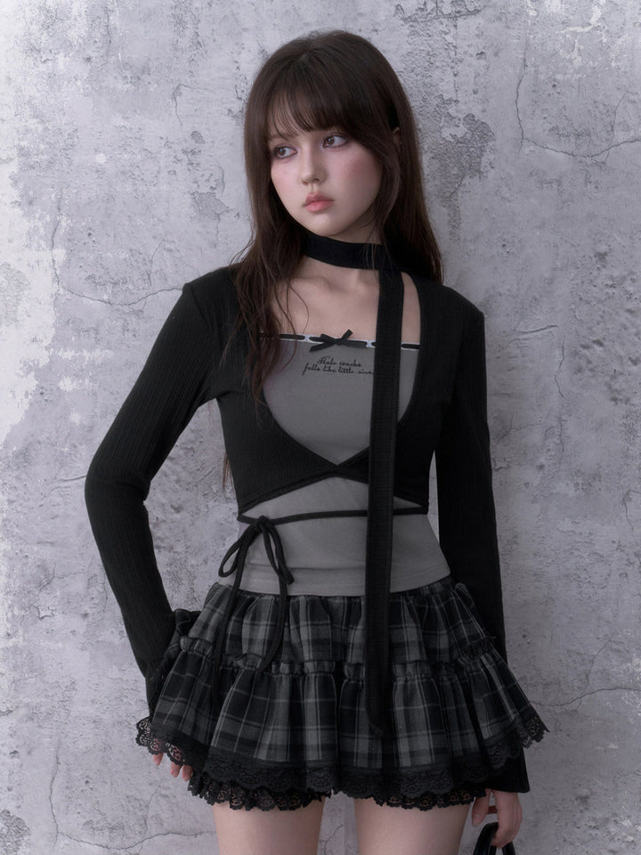 Acubi Faux Two-Piece Long Sleeve Top