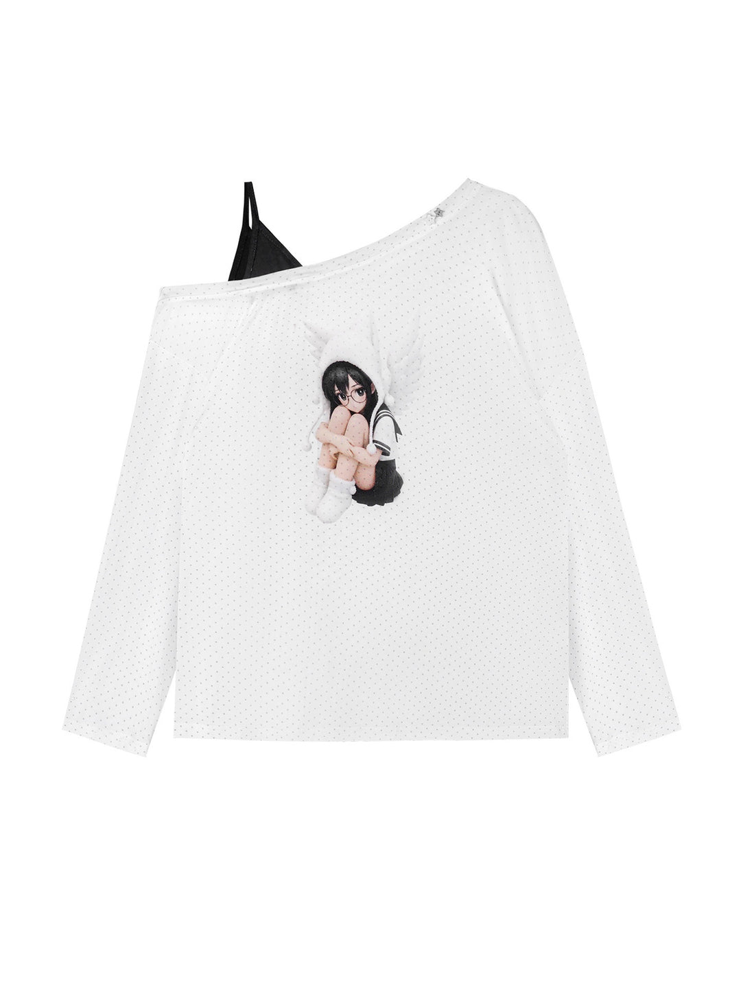 Y2K Angel Graphic Layered Top