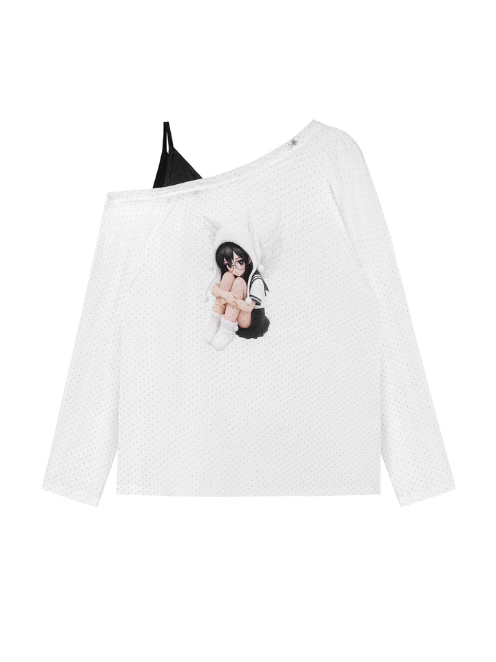 Y2K Angel Graphic Layered Top