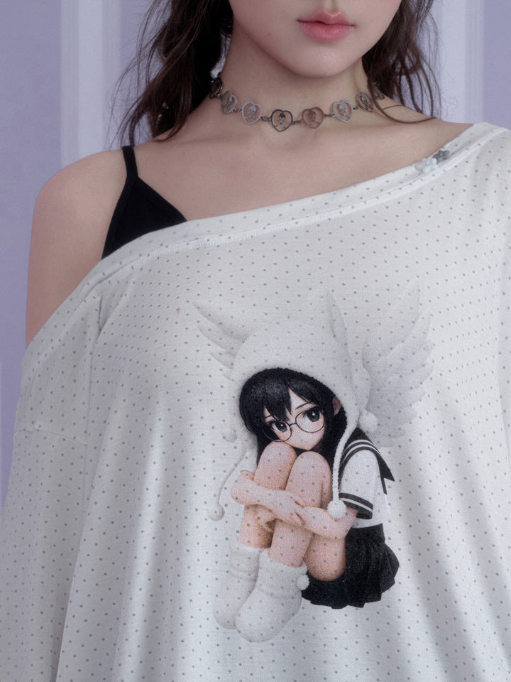 Y2K Angel Graphic Layered Top
