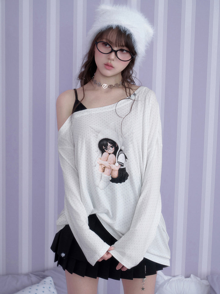 Y2K Angel Graphic Layered Top