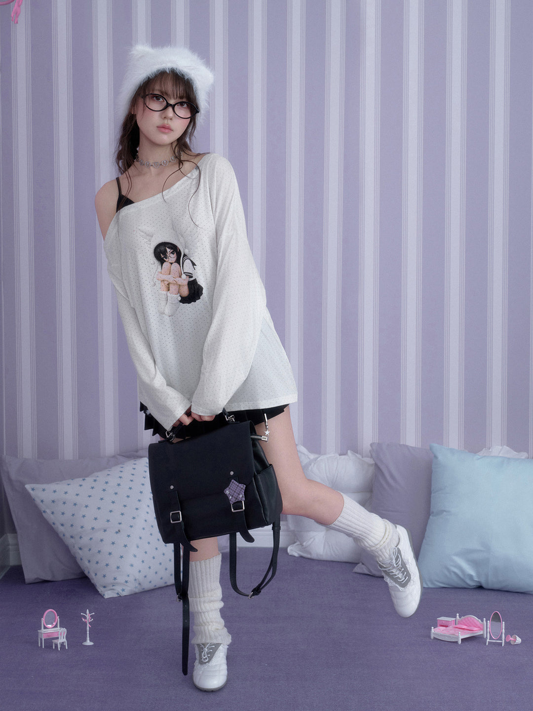 Y2K Angel Graphic Layered Top