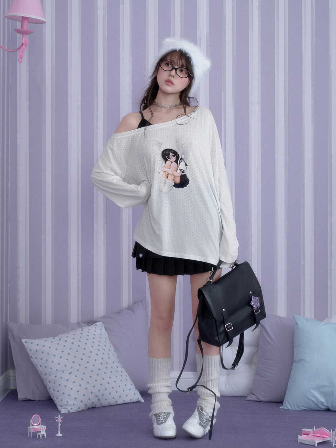 Y2K Angel Graphic Layered Top
