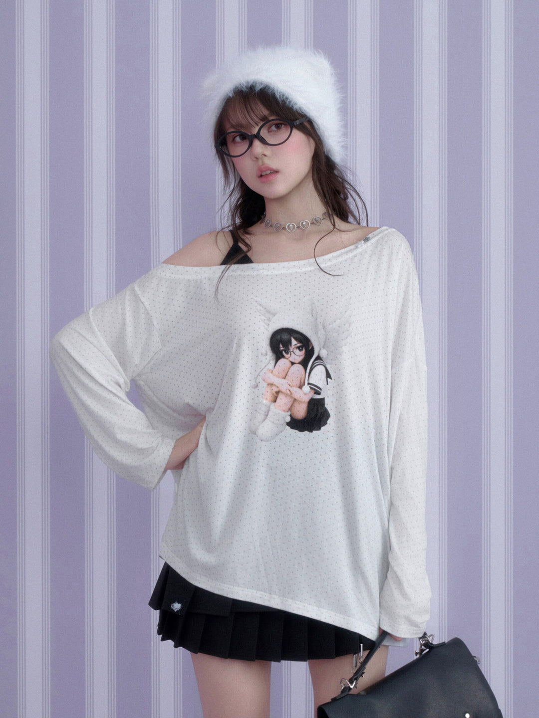 Y2K Angel Graphic Layered Top