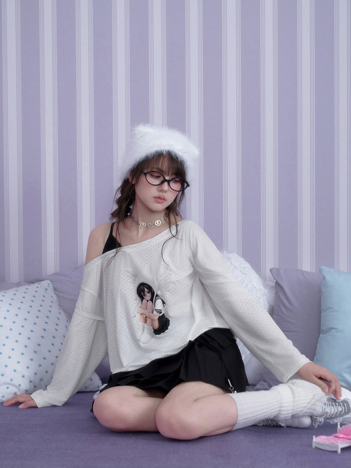 Y2K Angel Graphic Layered Top