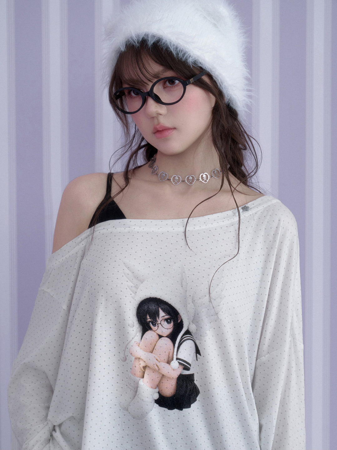 Y2K Angel Graphic Layered Top