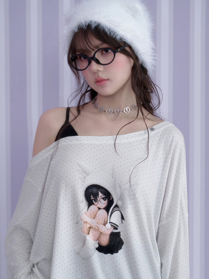 Y2K Angel Graphic Layered Top