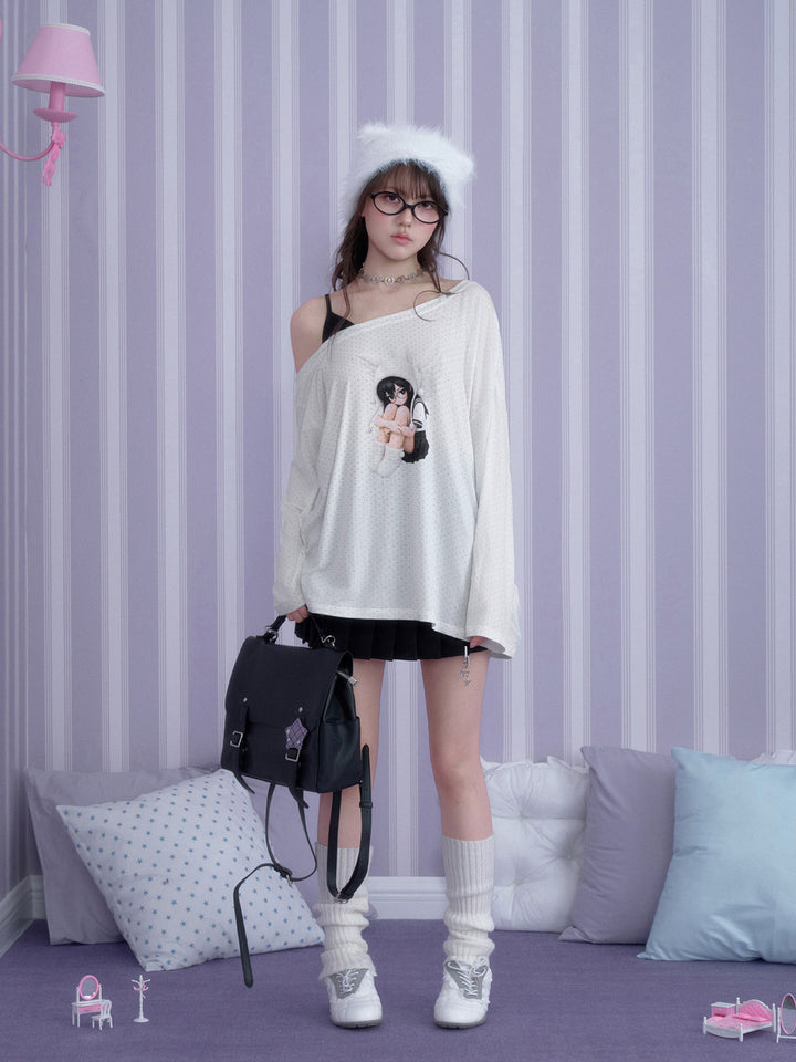 Y2K Angel Graphic Layered Top