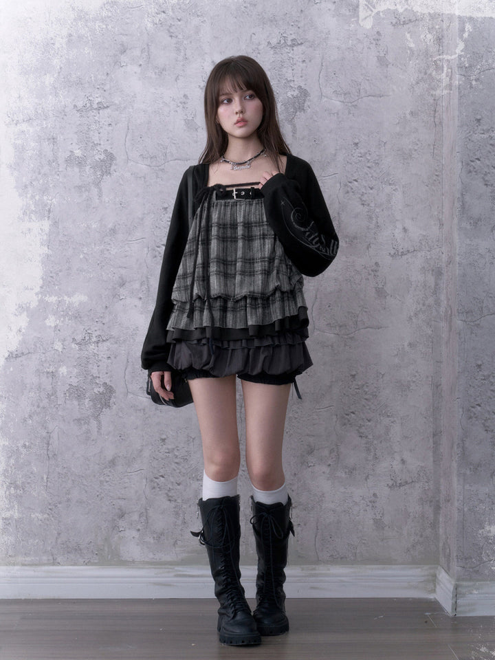 Grunge Graphic Sleeve Knit Shrug