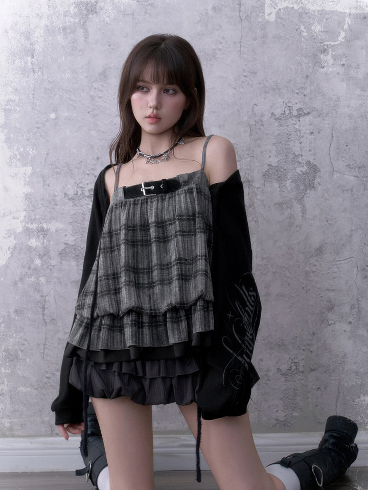 Grunge Graphic Sleeve Knit Shrug