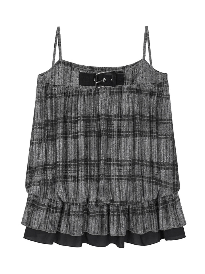 Grunge Plaid Buckle Cami Top