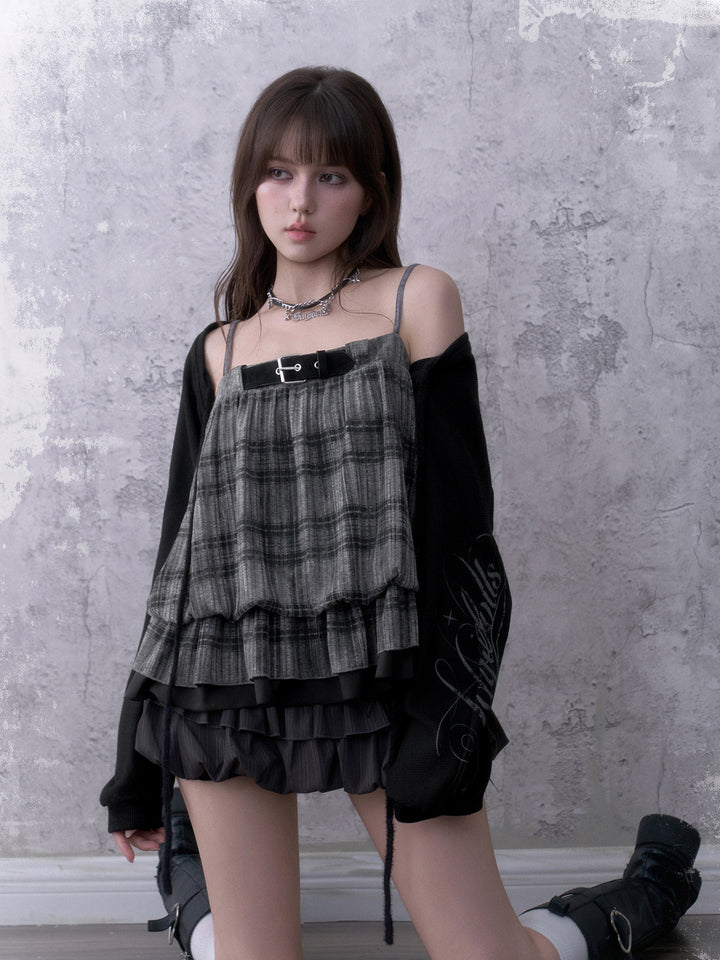 Grunge Plaid Buckle Cami Top