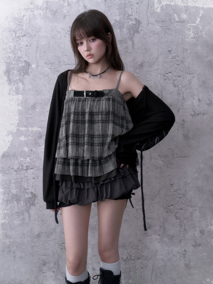 Grunge Plaid Buckle Cami Top