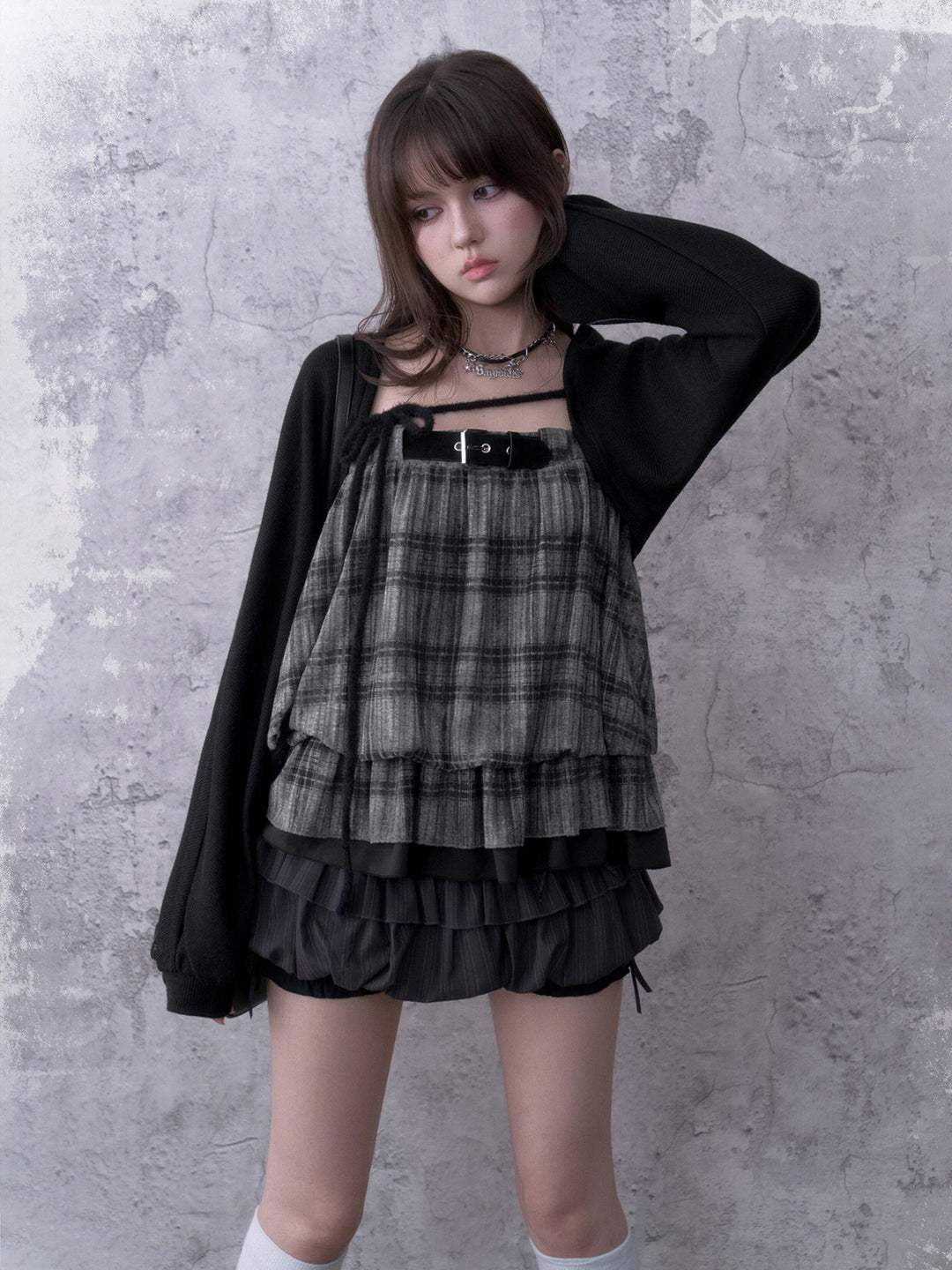 Grunge Plaid Buckle Cami Top