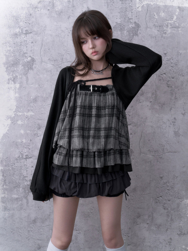 Grunge Plaid Buckle Cami Top